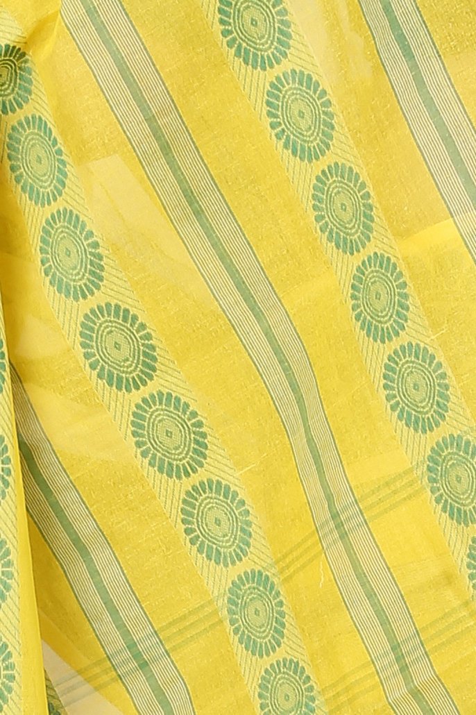 Yellow Pure Cotton Chakro_Tant Tant Saree (1050)
